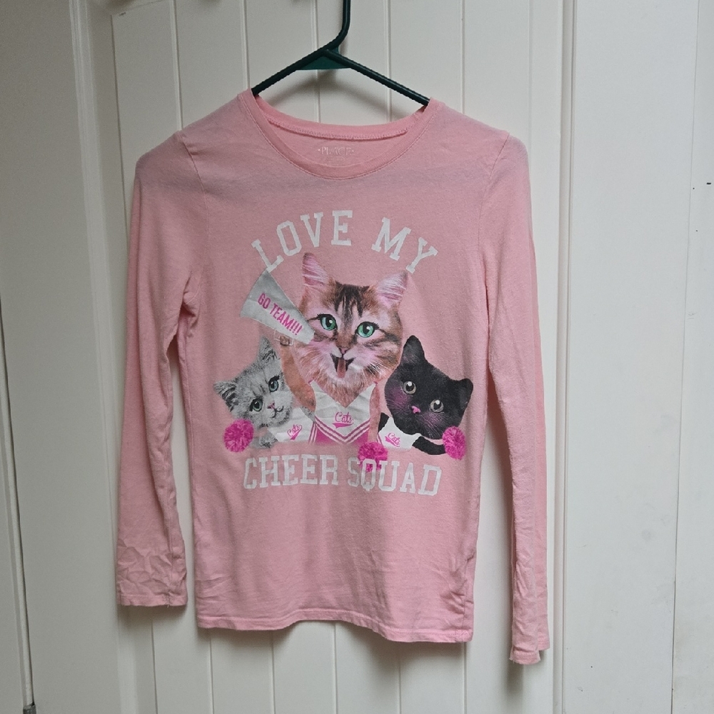 The Children Place Cotton Pink Love My Cheer Squad Long Sleeve Tee Large 10/12